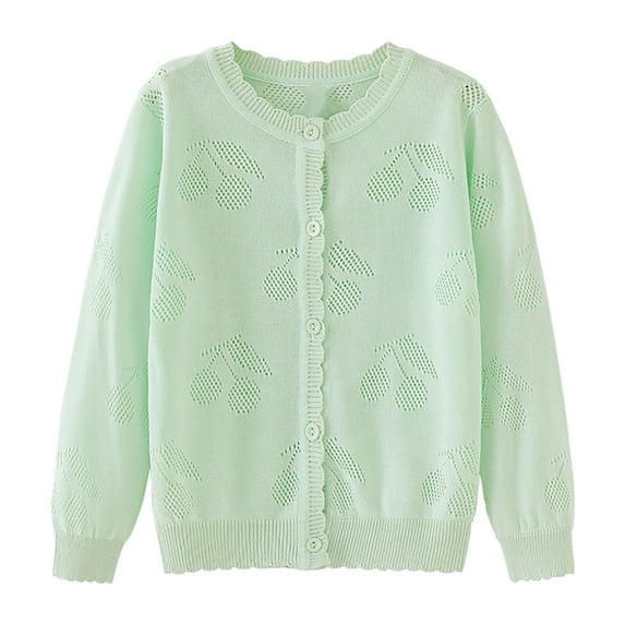 TFEOQRY Toddler Girls Cardigan Knitting Cotton Shrugs Kids Baby Girls Fashion Cute Color Long Sleeved Thin Style Button Cardigan Coat Green-1