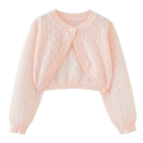 TFEOQRY Toddler Girls Cardigan Knitting Cotton Shrugs Kids Baby Girls Fashion Cute Color Long Sleeved Thin Style Button Cardigan Coat Pink-1