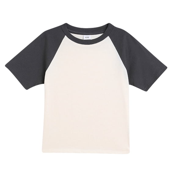 TFEOQRY Toddler Girls' Color Block Cotton T-Shirts Fashion Cute Splicing Soft Short Sleeve Pullover Top