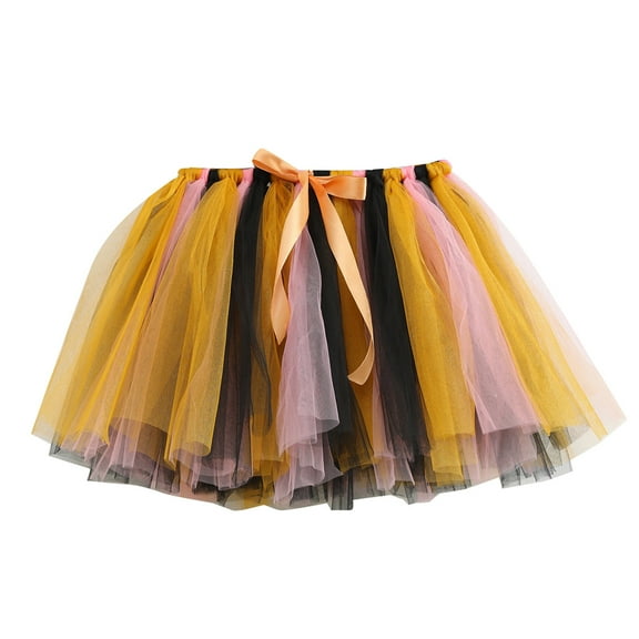 TFEOQRY Toddler Girls Tulle Tutu Dress Toddler Baby Cute Multicolour Net Yarn Princess Skirt Multi-color Bow Skirt Orange