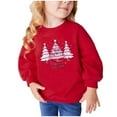 thumbnail image 1 of TFEOQRY Toddler Girls and Boys Christmas Sweatshirts Christmas Tree Printing Long Sleeve Hoodless Sweatshirt Red, 1 of 4