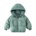 thumbnail image 1 of TFEOQRY Toddler Kids Boys Girls Fleece Lined Sherpa Winter Coat Solid Color Plush Cute Winter Thick Casual Keep Warm Hooded Coat Jacket Green, 1 of 7