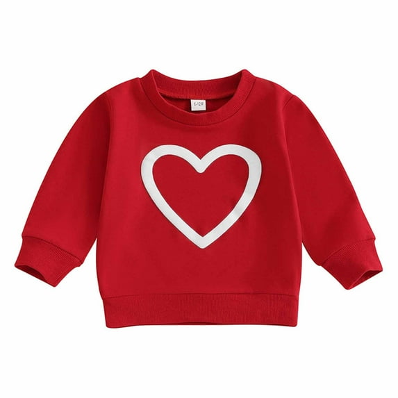 TFEOQRY Toddler girls New Fashionable Sweatshirts heart Printed Long Sleeved Casual Round Neck Hoodless Sweatshirt