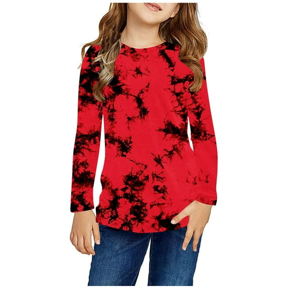TFEOQRY Toddler girls pullover Long Sleeve Prints Shirts Cute Crewnecks Tops Dressy Casual Blouses Clothes Red