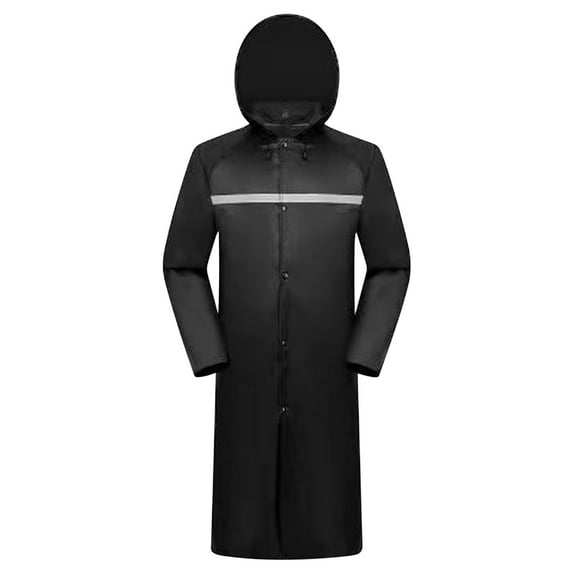 TFEOQRY Trench Coat Raincoat for Men Long Button Zipper Pocket Hooded Raincoat Cardigan Outdoor Hiking Windbreaker/Raincoat Black