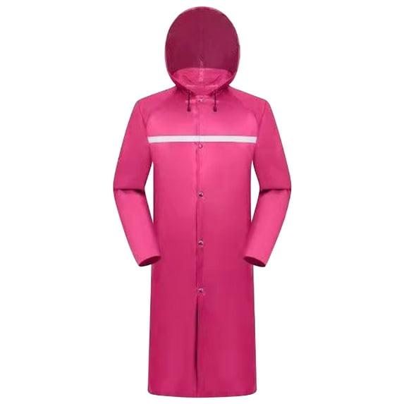 TFEOQRY Trench Coat Raincoat for Men Long Button Zipper Pocket Hooded Raincoat Cardigan Outdoor Hiking Windbreaker/Raincoat Hot Pink