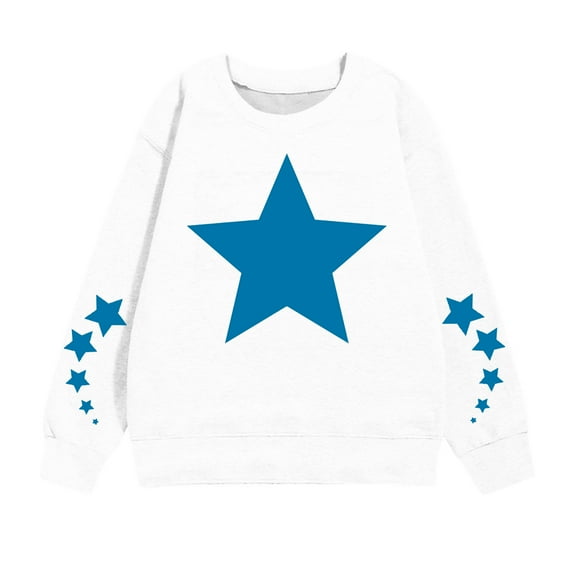 TFEOQRY Tween Boys And Girls Hoodless Sweatshirts Long Sleeved Round Neck Top Pentagram printed tops
