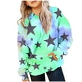 thumbnail image 1 of TFEOQRY Tween Girls Hooded Sweatshirt Long Sleeved Fashionable star printed Pattern T-shirt Round Neck Top with pockets, 1 of 4