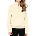 thumbnail image 1 of TFEOQRY Tween Mid To Large Girls Winter Half Zipper Sweatshirt Solid Color High Neck Hoodless Pullover Sweatshirt Tops Khaki, 1 of 8
