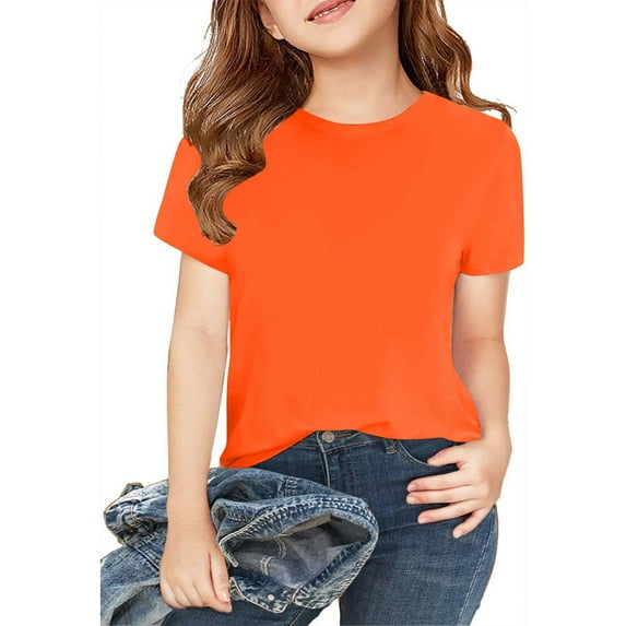 TFEOQRY Tween girls 2 Pack cotton Shirts Short Sleeve Shirt Girls Soft Basic shirts Solid color Summer Top T-Shirt