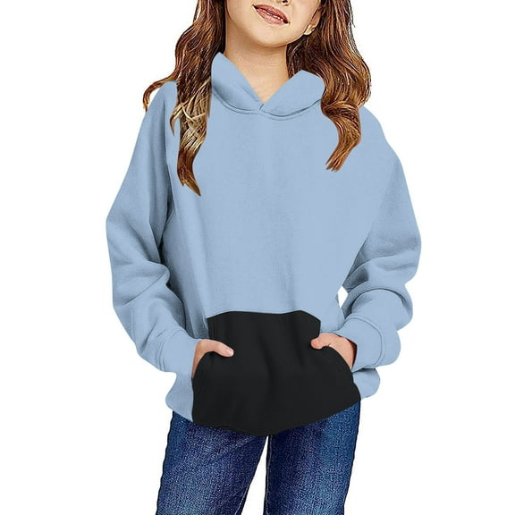 TFEOQRY Tween girls and boys hoodei Crewneck Oversized Hooded Sweatshirt Kids Fashion Long Sleeve Pullover Tops Blue