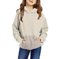 thumbnail image 1 of TFEOQRY Tween girls and boys hoodei Crewneck Oversized Hooded Sweatshirt Kids Fashion Long Sleeve Pullover Tops Khaki, 1 of 8