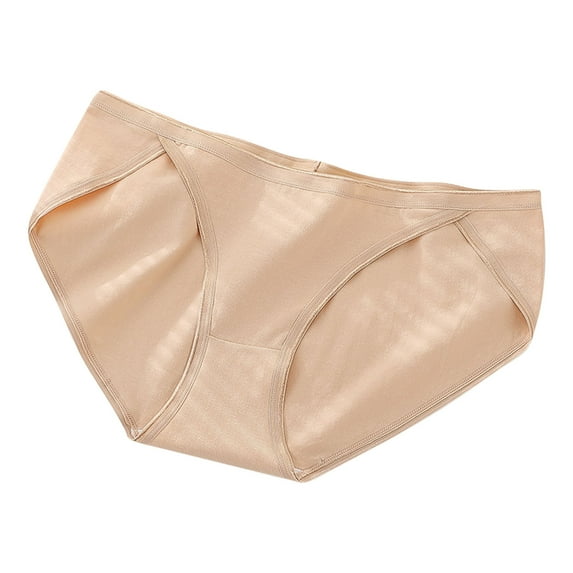 TFEOQRY Underwear Briefs for Women Solid Color Cotton Mid Waist Seamless High Slit Plus Size Underwear Beige