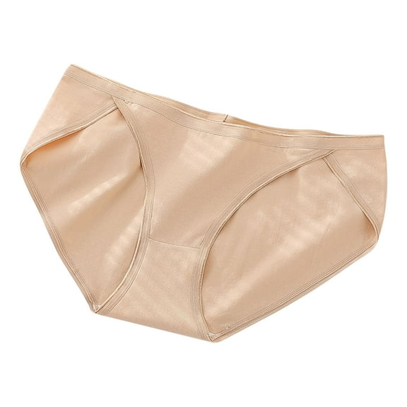 TFEOQRY Underwear Briefs for Women Solid Color Cotton Mid Waist Seamless High Slit Plus Size Underwear Beige
