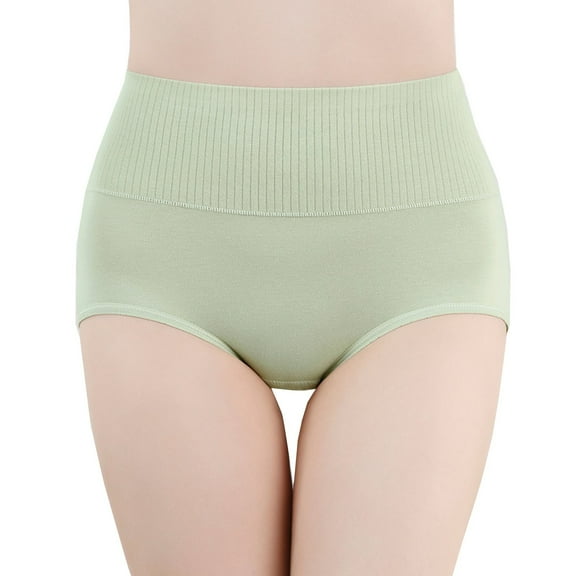 TFEOQRY Underwear Panties for Women Solid Color Cotton High Waist Comfortable Breathable Underwear Green