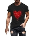 thumbnail image 1 of TFEOQRY Valentine's Day Sport Fitness T-Shirt for Men Heart Printed Short Sleeve Round Neck Shirt Tops Black, 1 of 4