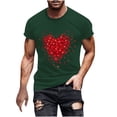 thumbnail image 1 of TFEOQRY Valentine's Day Sport Fitness T-Shirt for Men Heart Printed Short Sleeve Round Neck Shirt Tops Olive Green, 1 of 4