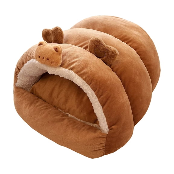 Deeceymbur Winter Cat Bed Semi Enclosed Warm Pod Thickened Sleeping Bag Foldable Pet Mat for Cats Small Medium Dogs Indoor Use