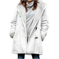 thumbnail image 1 of TFEOQRY Women Winter Plus Size Horn Buttons Coat Solid Color Plus Velvet Coat Long Sleeve Outwear Jackets with Pockets White, 1 of 7