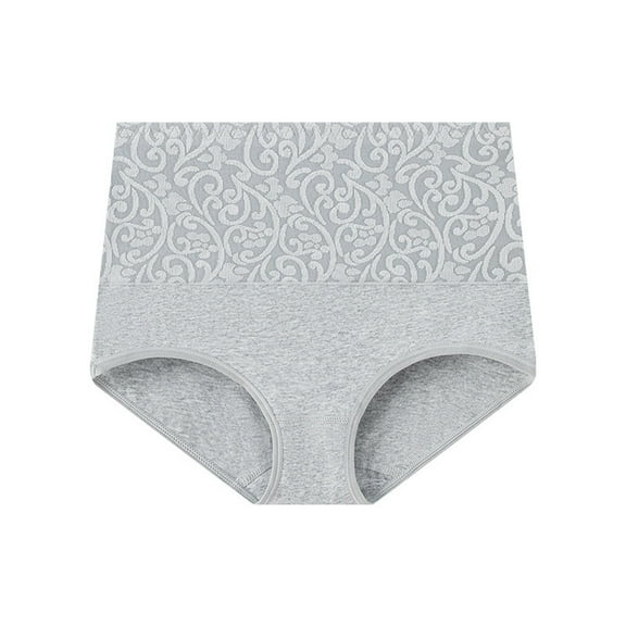 TFEOQRY Women's Briefs Underwear Solid Color Cotton High Waist Large Size Briefs Tummy Lifting Underwear Gray
