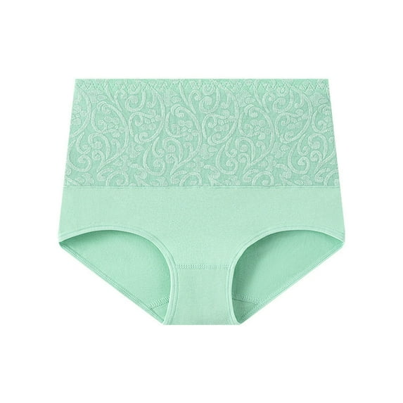 TFEOQRY Women's Briefs Underwear Solid Color Cotton High Waist Large Size Briefs Tummy Lifting Underwear Green