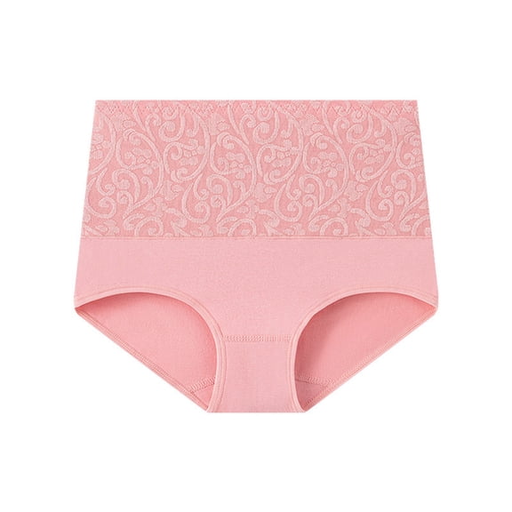 TFEOQRY Women's Briefs Underwear Solid Color Cotton High Waist Large Size Briefs Tummy Lifting Underwear Hot Pink