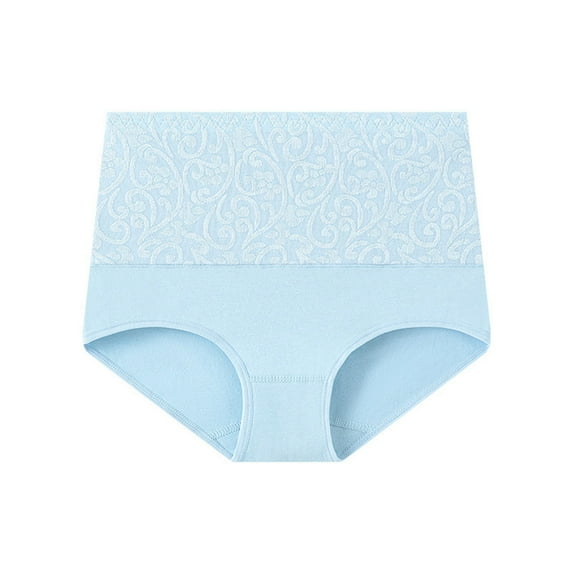 TFEOQRY Women's Briefs Underwear Solid Color Cotton High Waist Large Size Briefs Tummy Lifting Underwear Light Blue