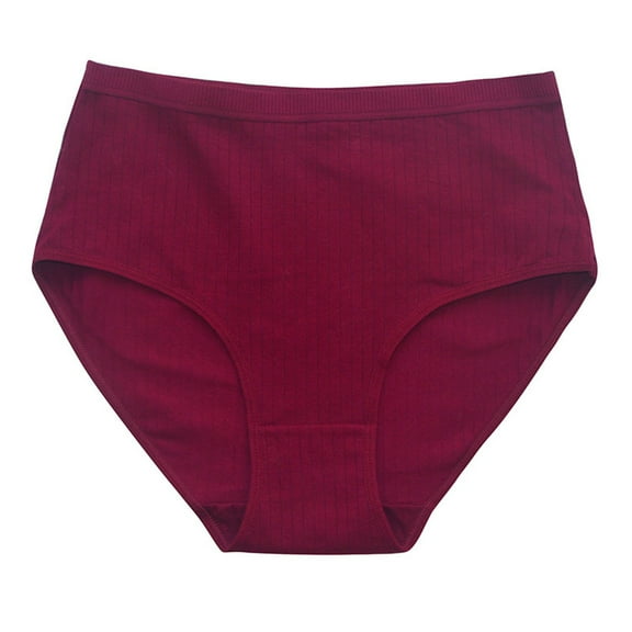 TFEOQRY Women's Briefs Underwear Solid Color Cotton Mid Waist Fashion Solid Color Breathable Leisure Briefs Burgundy