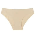 thumbnail image 1 of TFEOQRY Women's Briefs Underwear Solid Color Cotton Mid Waist Ribbed Briefs Seamless Half Hip Briefs Beige, 1 of 3