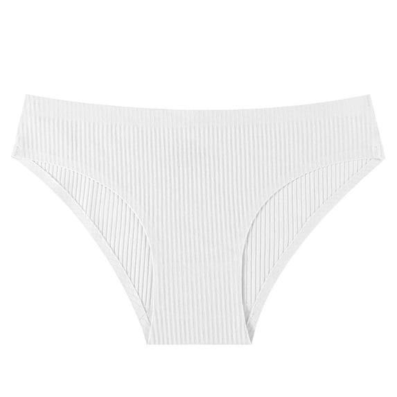 TFEOQRY Women's Briefs Underwear Solid Color Cotton Mid Waist Ribbed Briefs Seamless Half Hip Briefs White