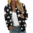 thumbnail image 1 of TFEOQRY Women's Casual Outwear Jackets Fashion Printed Outwear Long Sleeved Hooded Casual Zipper Jacket Black, 1 of 5