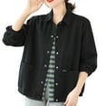 thumbnail image 1 of TFEOQRY Women's Casual Outwear Solid Color Loose Shirt Jacket Long Sleeved Cardigan Top Black, 1 of 4