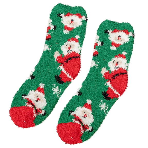 TFEOQRY Women's Christmas Socks Solid Color Heated Thermal Foot Warmer Knitted Socks Green