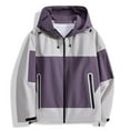 thumbnail image 1 of TFEOQRY Women's Color Block Windbreaker Jacket Hooded Full Zip Long Sleeve Casual Fall Winter Hiking Coat with Pockets Purple, 1 of 2