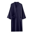 thumbnail image 1 of TFEOQRY Women's Cotton Double Layered Bathrobe Fashion Solid Color Frenulum Robe Pajamas Dark Gray, 1 of 3