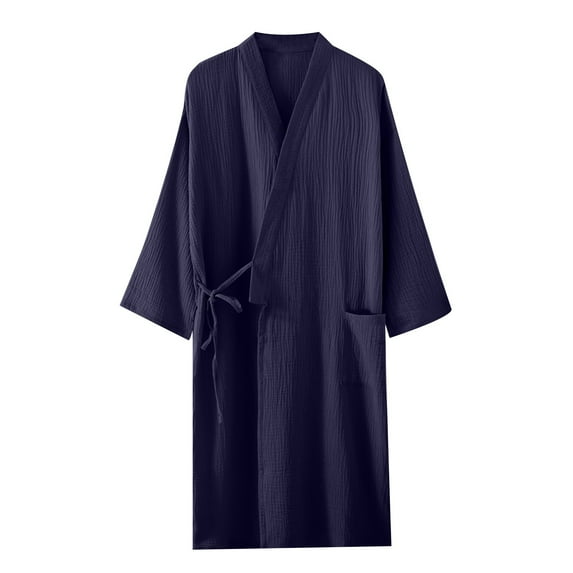 TFEOQRY Women's Cotton Double Layered Bathrobe Fashion Solid Color Frenulum Robe Pajamas Dark Gray