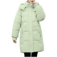 thumbnail image 1 of TFEOQRY Women's Cotton Padded Coats Parkas Solid Color Embroidered Jacket Button Double Pocket Zipper Shoulder To Sleeve Long Sleeved Hooded Parkas Green, 1 of 6