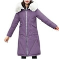 thumbnail image 1 of TFEOQRY Women's Cotton Parkas Padded Coats Casual Solid Color Knee Hooded Long Sleeve Thermal Cotton Jacket Beige, 1 of 8
