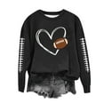 thumbnail image 1 of TFEOQRY Women's Crew Neck Sweatshirt Football Heart Graphic Long Sleeve Casual Pullover Fall Game Day Top Black, 1 of 4