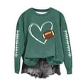 thumbnail image 1 of TFEOQRY Women's Crew Neck Sweatshirt Football Heart Graphic Long Sleeve Casual Pullover Fall Game Day Top Green, 1 of 4