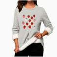 thumbnail image 1 of TFEOQRY Women's Crew Neck Sweatshirt Strawberry Print Fleece Lined Long Sleeve Casual Pullover Fall Winter Top Gray, 1 of 3