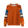 thumbnail image 1 of TFEOQRY Women's Crew Neck Sweatshirt Striped Print Long Sleeve Casual Pullover Fall Winter Top Orange, 1 of 3