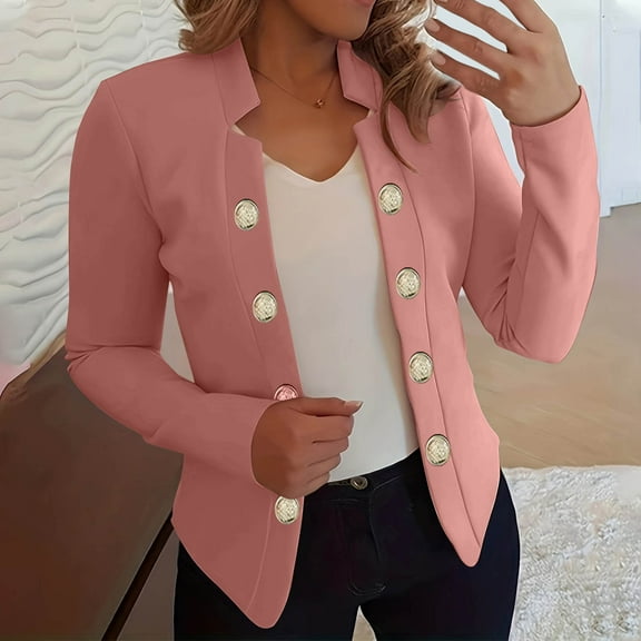 TFEOQRY Women's Fashion Cardigan Jacket Solid Color Casual Button Long Sleeved Coat Tops Pink