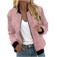 thumbnail image 1 of TFEOQRY Women's Fashion Sequin Decorative Outwear Jackets Casual Long Sleeve Zippered Coat with Pockets Pink, 1 of 5