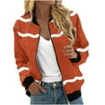thumbnail image 1 of TFEOQRY Women's Hoodless Casual Jackets Fashion Striped Printed Zipper Top Cardigan Jacket Long Sleeve Hoodless Outwear Orange, 1 of 1