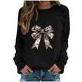 thumbnail image 1 of TFEOQRY Women's Hoodless Sweatshirts Fashion Casual Bow Printed Pullover Long Sleeve Round Neck Hoodless Sweatshirt Tops Black, 1 of 4