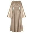 thumbnail image 1 of TFEOQRY Women's Medieval Dress Cowl Neckline Trumpet Sleeves Ruffled Waist Maxi Length Renaissance Outfit Beige, 1 of 8