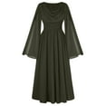 thumbnail image 1 of TFEOQRY Women's Medieval Dress Cowl Neckline Trumpet Sleeves Ruffled Waist Maxi Length Renaissance Outfit Green, 1 of 8