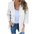 thumbnail image 1 of TFEOQRY Women's New Cardigan Jacket Solid Color Quarter Sleeve Jacket with A Lapel Casual Top White, 1 of 7