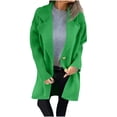 thumbnail image 1 of TFEOQRY Women's New Outwear Jackets Solid Color Woolen Coat Mid To Long Length Lapel Pocket Jacket Coat Long Sleeved Top Green, 1 of 6